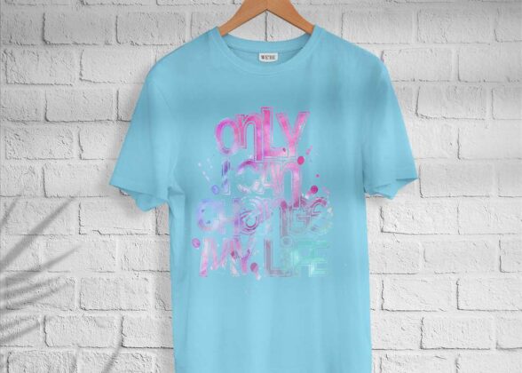 Men’s Cotton Color Typo T-shirt