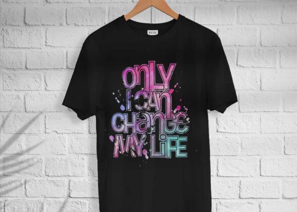 Men’s Cotton Color Typo T-shirt