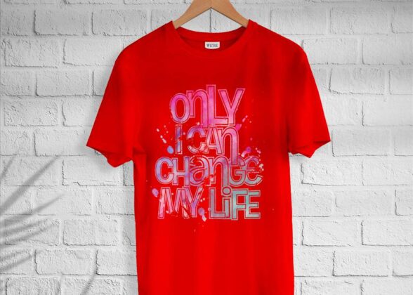 Men’s Cotton Color Typo T-shirt