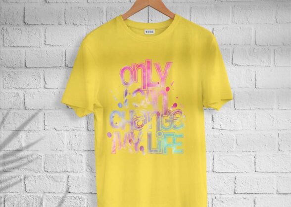 Men’s Cotton Color Typo T-shirt