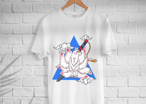 Men’s Cotton Angel Fox Print T-shirt