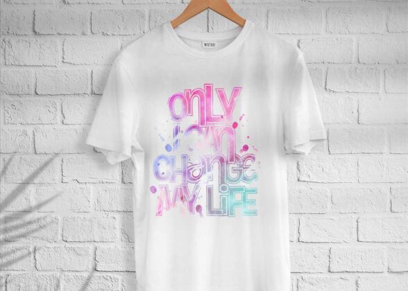 Men’s Cotton Color Typo T-shirt