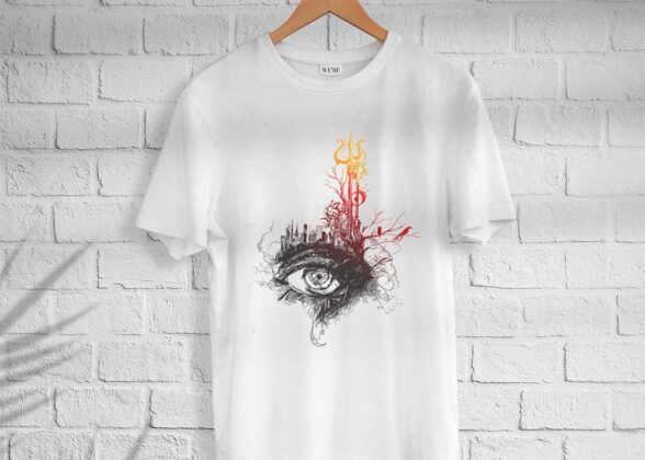 Men’s Cotton Shiva eye Print T-shirt